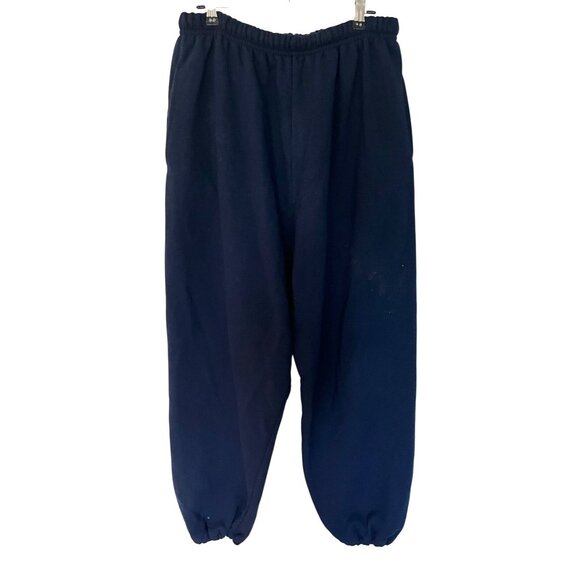 Jerzees NuBlend Navy Blue Sweatpants Size L Elastic Waistband Cuffs - Picture 1 of 7